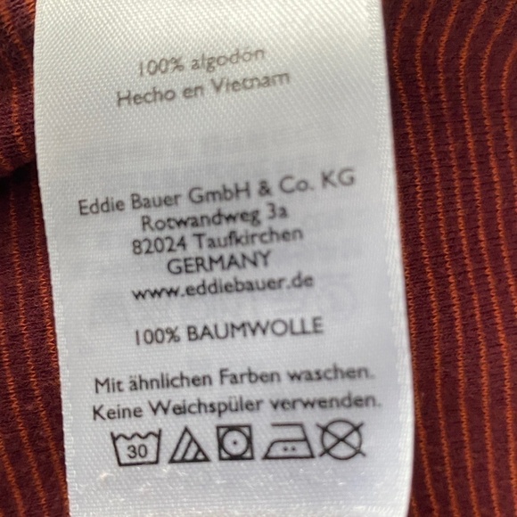 Eddie Bauer ladies long sleeve hooded cotton shirt size medium burgundy & orange - Picture 5 of 6